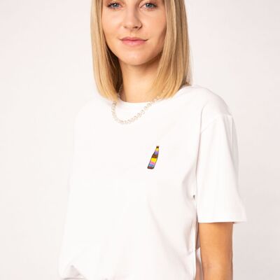 Miscela di coca cola | T-shirt da donna oversize in cotone organico ricamata