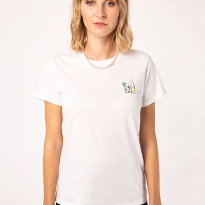 ginebra y tónica | Camiseta de mujer de algodón orgánico bordada