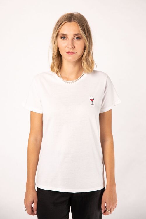 Glaserl Rotwein | Besticktes Frauen Bio Baumwoll T-Shirt