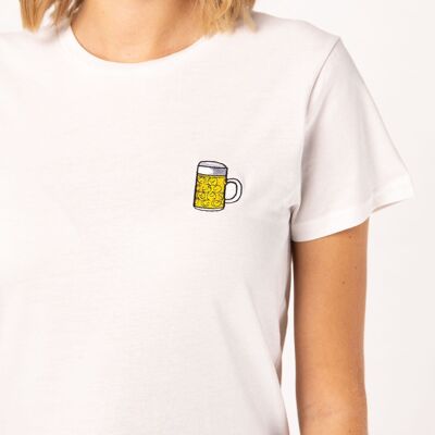 jarra de cerveza | Camiseta de mujer de algodón orgánico bordada