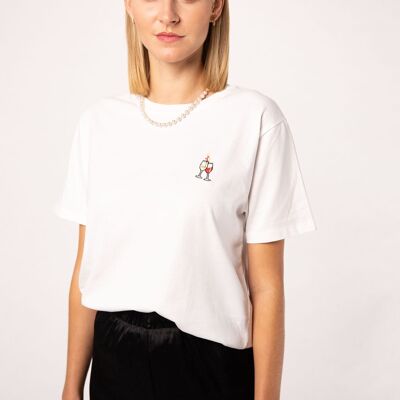 dúo de vinos | Camiseta de mujer oversize de algodón orgánico bordada