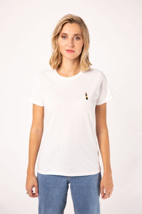 Weinflasche | Besticktes Frauen Bio Baumwoll T-Shirt