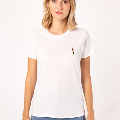 Weinflasche | Besticktes Frauen Bio Baumwoll T-Shirt