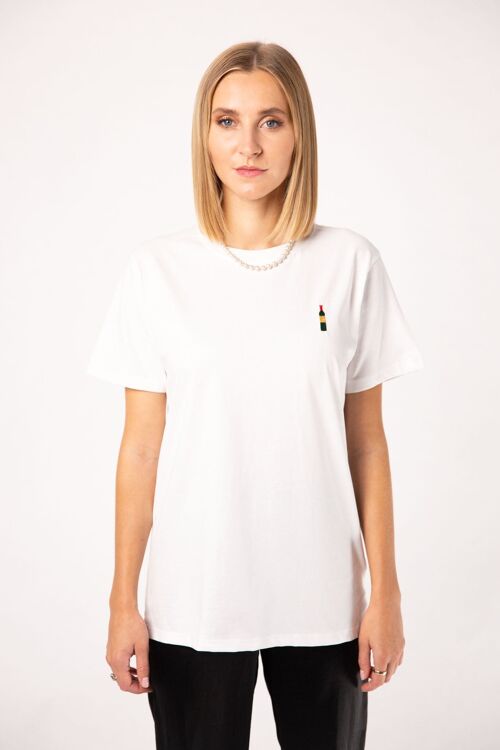 Weinflasche | Besticktes Frauen Oversized Bio Baumwoll T-Shirt