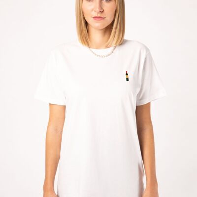 botella de vino | Camiseta de mujer oversize de algodón orgánico bordada