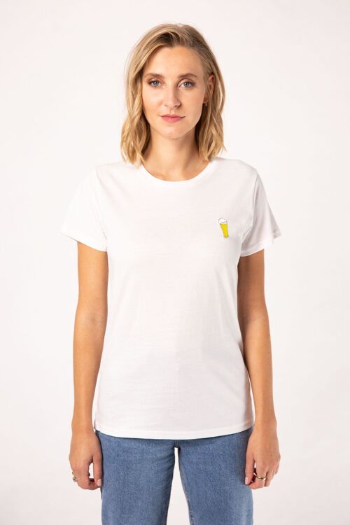 Weißbier | Besticktes Frauen Bio Baumwoll T-Shirt