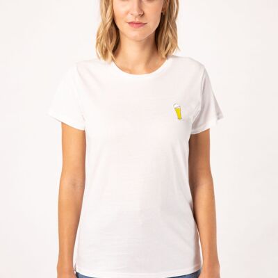 birra di frumento | T-shirt ricamata da donna in cotone biologico