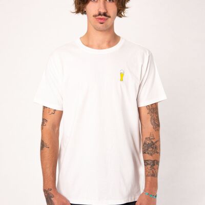 wheat beer | Embroidered men's organic cotton t-shirt
