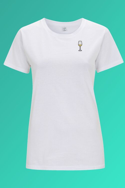 Weißwein | Besticktes Frauen Bio Baumwoll T-Shirt