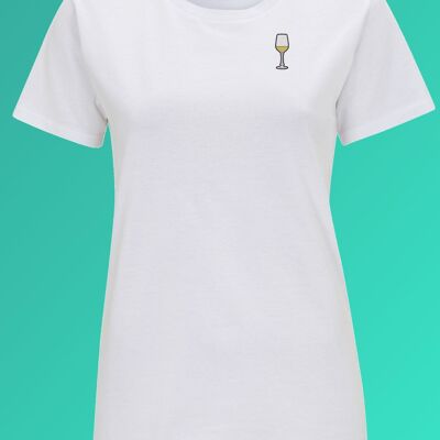 vino blanco | Camiseta de mujer de algodón orgánico bordada