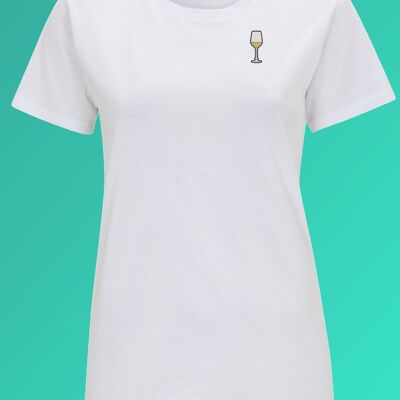 Weißwein | Besticktes Frauen Bio Baumwoll T-Shirt