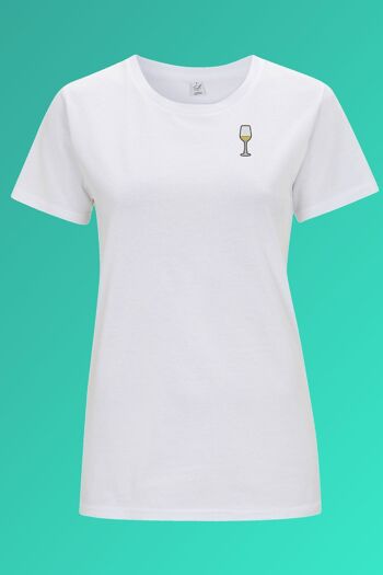 vin blanc | T-shirt coton bio femme brodé 1