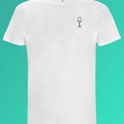 white wine | Embroidered men's organic cotton t-shirt