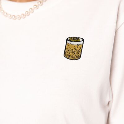 Whisky acido | T-shirt da donna oversize in cotone organico ricamata