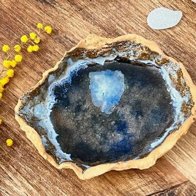 Cuenco de cerámica azul marino con cristal de playa reciclado