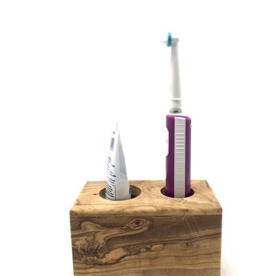 Tooth cleaning station "Elektra" made of olive wood