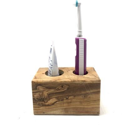 Tooth cleaning station "Elektra" made of olive wood