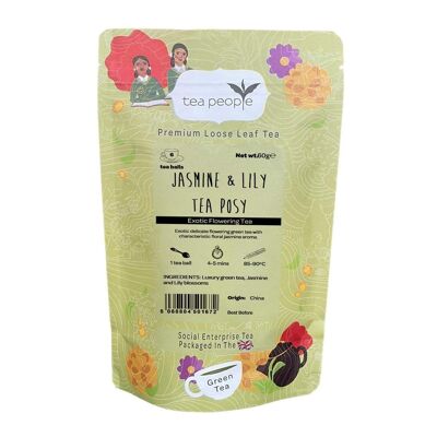 Bouquet de thé au jasmin et au lys - Emballage de vente au détail de 60 g
