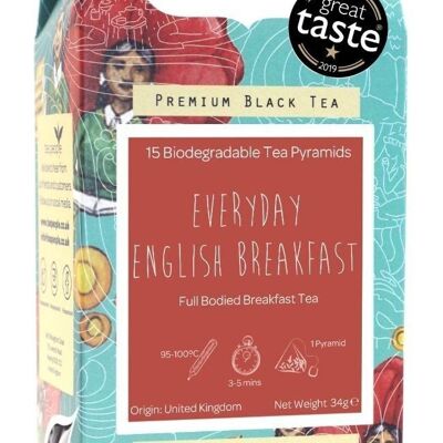 Té de desayuno inglés todos los días - Paquete minorista de 15 pirámides de té