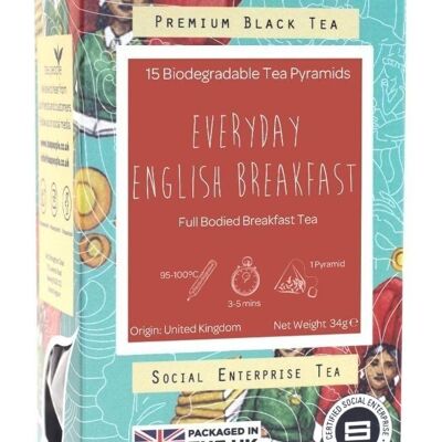 Englischer Frühstückstee für jeden Tag - Einzelhandelspackung mit 15 Tee-Pyramiden