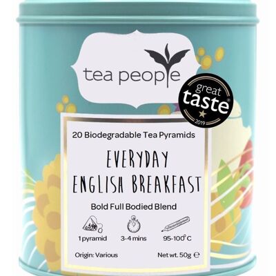 Englischer Frühstückstee für jeden Tag - 20 Pyramide Tin Caddy