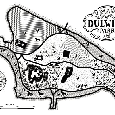 Dulwich Park Map Print