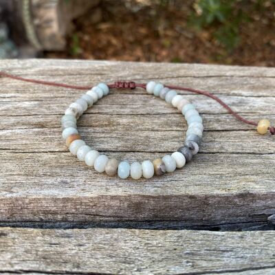 Adjustable Shamballa bracelet, natural Amazonite beads