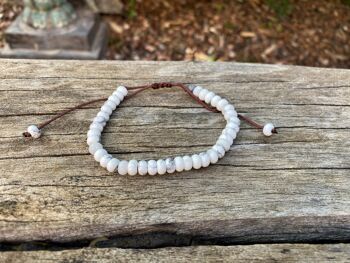Bracelet Shamballa ajustable, perles en Howlite blanche naturelle 1