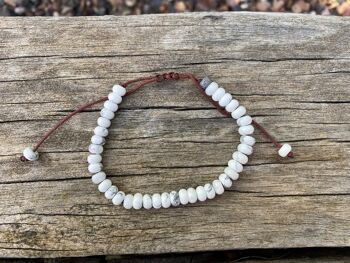 Bracelet Shamballa ajustable, perles en Howlite blanche naturelle 2