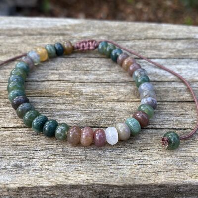 Adjustable Shamballa bracelet, natural Indian Jasper beads