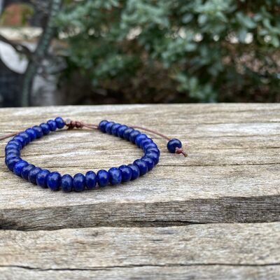 Adjustable Shamballa bracelet, natural Lapis Lazuli beads