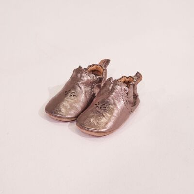 Soft bronze leather slipper Agathe