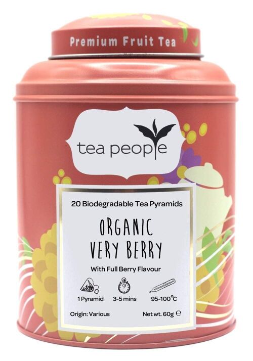 Organic Very Berry Fruit Tea - 20 Pyramid Tin Caddy