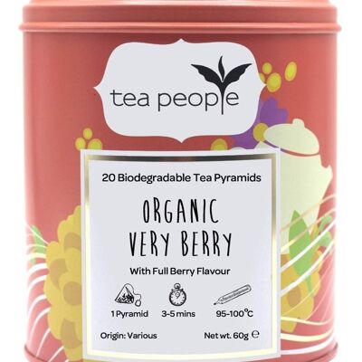 Organic Very Berry Fruit Tea - 20 Pyramid Tin Caddy