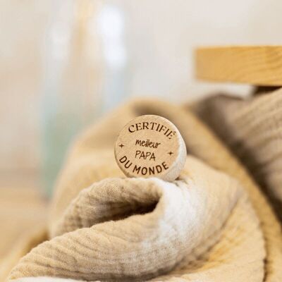 Wine Bottle Stopper "Certified Best Dad" in cork and wood - My Bambou