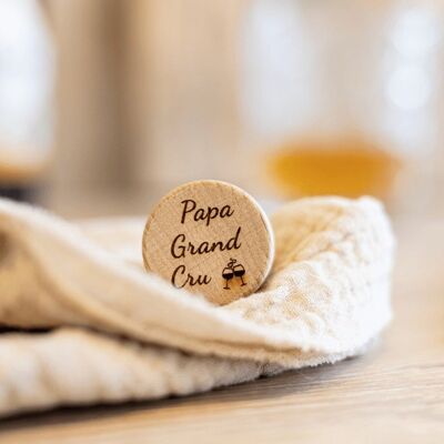 Wine bottle stopper "Papa Grand Cru" in cork and wood