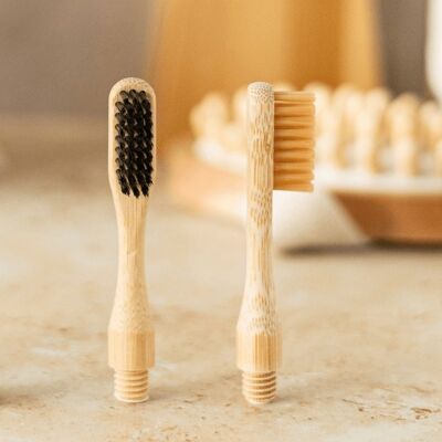 Solo 2 recambios de cabezal intercambiable para cepillo de dientes de bambú