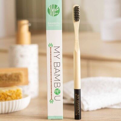 Black Bamboo Toothbrush Medium Bristles - My Bambou