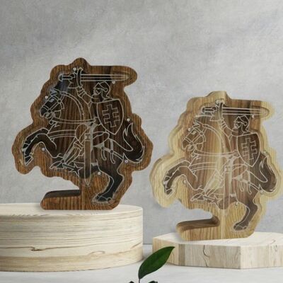 Wooden Piggy Bank Lithuanian Vytis