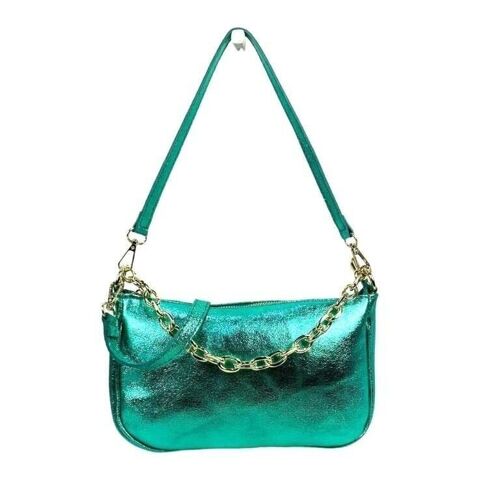 Bolso de Piel Metalizado con Efecto Brillante para Mujer. Colección Primavera-Verano