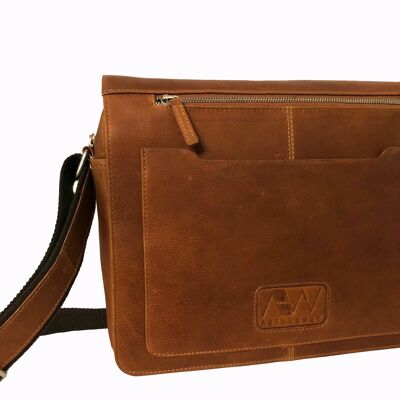 POSTER MESSENGER KYRIS IN COGNAC LEATHER