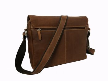 MESSENGER POSTIER KYRIS EN CUIR COGNAC 3