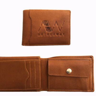 NAGYIA MULTI-CARD COIN PURSE IN COGNAC LEATHER