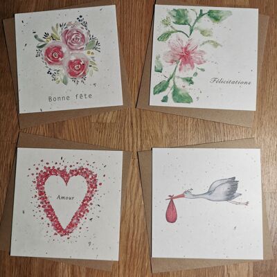 Lot of Seeded Illustrations and Cards (4x5) - Mixed Theme