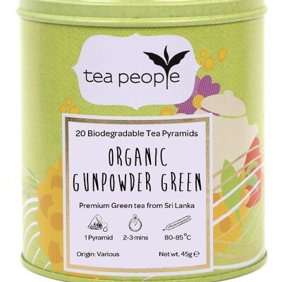 Organic Gunpowder Green - 20 Pyramid Tin Caddy