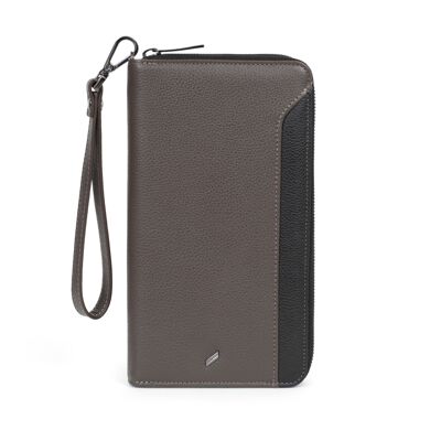TOGETHER - Stop RFID travel companion in taupe / black cowhide leather - DH-188165-3401-TU