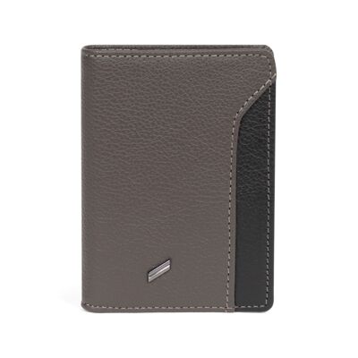 TOGETHER - Stop RFID card holder in taupe / black cowhide leather - DH-188166-3401-TU