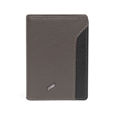 TOGETHER - Porte-cartes Stop RFID en cuir de vachette taupe / noir - DH-188166-3401-TU