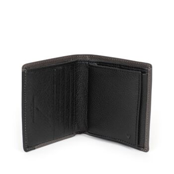 TOGETHER - Porte-monnaie Stop RFID en cuir de vachette taupe / noir - DH-188167-3401-TU 2