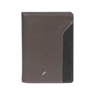 TOGETHER - European Stop RFID wallet in taupe / black cowhide leather - DH-188168-3401-TU